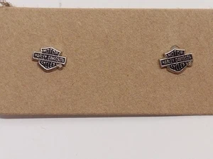 Aretes Harley Davidson Sterling .925, emblema de barra y escudo unisex - Imagen 1 de 8
