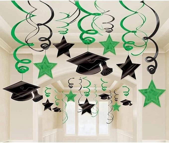 Amscan Hanging Foil Swirl Mega Value Pack Decoration, One Size, Green - Image 1 of 1