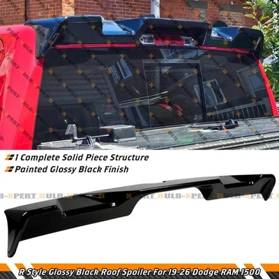 For 19-26 Dodge RAM 1500 R Style Gloss Black Rear Truck Top Cab Roof Spoiler Lid - Image 1 of 4