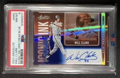 2022 Panini Absolute #IIWC Will Clark Iconic Ink Spectrum Blue AUTO /5 PSA 8 SSP - Image 1 of 4