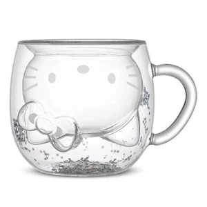 JoyJolt Hello Kitty 50th Anniversary Edition 3D Double Wall Glass Mug 13oz NEW - Picture 1 of 5