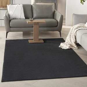 Nourison Essentials Indoor/Outdoor Black 6' x 9' Area Rug, Easy -Cleaning, Non - Picture 1 of 10