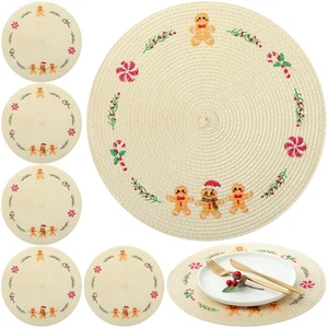 Weihnachten Runde Tischsets 6er Set, Lebkuchenmann Xmas Bestickt Tischset... - Bild 1 von 6