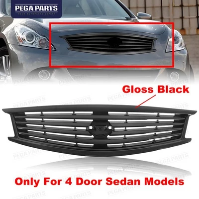 Front Bumper Grille Grill Gloss Black For 2010-2013 Infiniti G37 G25 2015 Q40 Foto 1 de 4