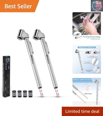 Precision Pencil Tire Pressure Gauge 2 Pack - 10-120PSI Heavy Duty Dual Head - Image 1 of 4