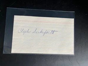 Clyde Sukeforth signed 3x5 -  died 2000 -signed Jackie Robinson - scout Clemente - Picture 1 of 1