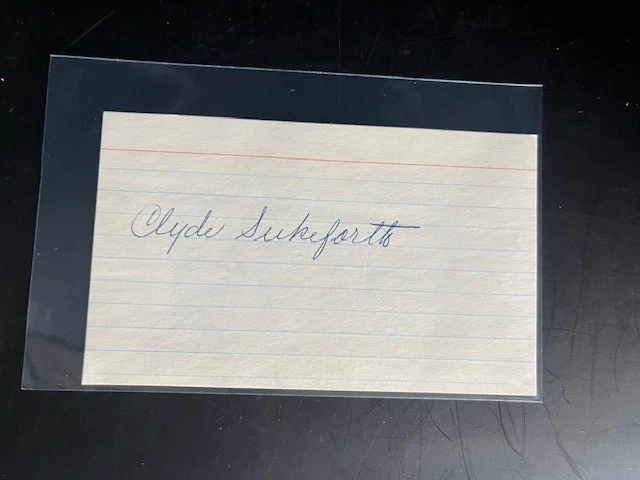 Clyde Sukeforth signed 3x5 -  died 2000 -signed Jackie Robinson - scout Clemente - Image 1 of 1