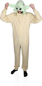 STAR WARS Mandalorian The Child Baby Yoda Grogu Adult Men's Hooded Pajama Comfy! - Picture 1 of 6
