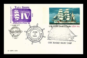 DR JIM STAMPS US CARD TALL SHIPS PHILADELPHIA CGC EAGLE HOST SHIP - Picture 1 of 2
