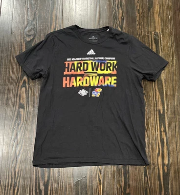 Adidas Kansas Jayhawks 2022 National Champions T Shirt Men’s Large Black Cotton  - Image 1 of 4