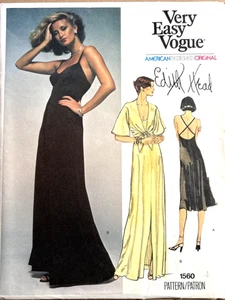 Abito vestito vintage molto facile Vogue designer americano originale 1560 Edith Head taglia 14 - Foto 1 di 5
