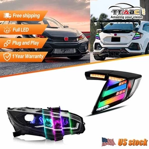 For 2017-2021 Honda Civic Hatchback FULL LED Headlights Front + Rear Tail Lamps - Picture 1 of 24
