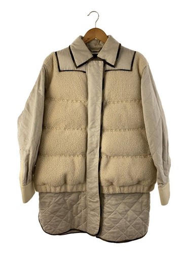 FENDI Altro Boa Maglia Zucca Piping Coat 40 Lana Crema Tinta Unita