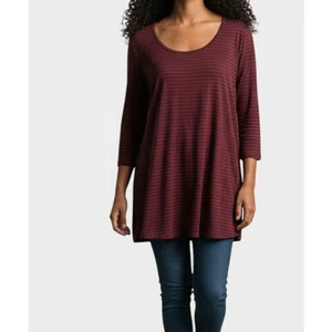 Old Navy Luxe Medium Top Burgundy Red Blue Stripe - Picture 1 of 7