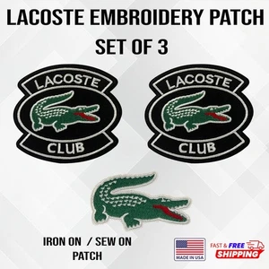 Lacoste set toppe in alligatore lotto di 3 toppe da cucire o stirare - Foto 1 di 2