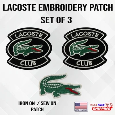 Embroidered Crocodile Style Patch Set – 3 Iron-On / Sew-On Applique Patches - Image 1 of 2