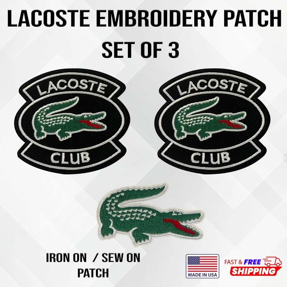 Embroidered Crocodile Style Patch Set – 3 Iron-On / Sew-On Applique Patches - Image 1 of 2