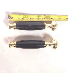 HEAVY DECORATIVE BLACK AND GOLD DOOR LEVER HANDLES ONLY RECIEVES 3/8" THREAD - Picture 1 of 4