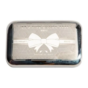 Barra de plata fina .9999 Pressburg de 100 gramos de regalo como nueva - Imagen 1 de 3