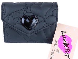 Luv Betsey LBCASH faltbare faltbare Geldbörse schwarz gesteppte Herzen Ausweis/Kreditkarte neu mit Etikett - Bild 1 von 7