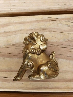 Vintage/Antique-Foo Dog~Imperial Lion Cast Iron_Brass? Incense Burner 3" As Is - Image 1 of 4