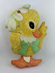 Vintage Duckling Ladybug Easter Craft Fabric Panel Cut n Sew Pillow Doll B25 - Picture 1 of 5