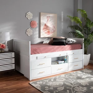 Baxton Studio Mirza Modern and Contemporary White Finished Wood 5-Drawer Twin Si - Picture 1 of 8