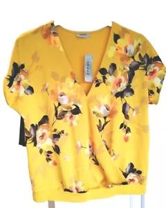 Matalan NEW Ladies Yellow Silky Floral Blouse Holiday Stretchy Back Size 12 - Picture 1 of 7