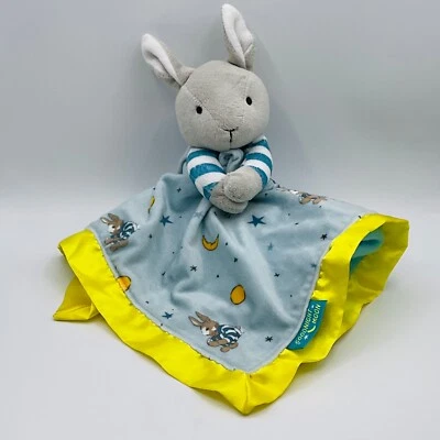 Goodnight Moon Rabbit Lovey Blue Yellow Baby Security Blanket Kids Preferred - Image 1 of 4