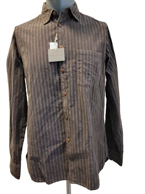 NWT Martin Gordon Mens Shirt Size Medium Button Up Long Sleeve Brown Striped - Image 1 of 4
