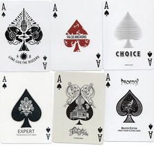 6 x RARE MODERN "Ace of Spades - Bicycle & Similar Types" SINGLE Play Cards