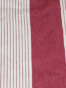 2 Pottery Barn Euro Sham Red Cream Ticking Stripes Farmhouse Country Linen Blen - Picture 1 of 11