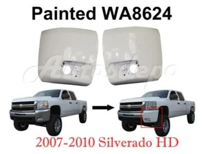 WA8624 White Front Bumper Cap Lh & Rh Fits Silverado 2500HD 2007-2010 W/Fog Hole - Picture 1 of 8