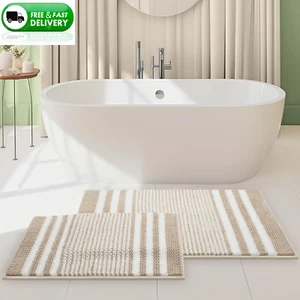 2 Piece Ombre Bath Mat Set Bathroom Rugs, Non Slip Ultra Soft and Water ✅ - Picture 1 of 12