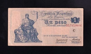 F.C. ARGENTINA , 1 PESO 1908/25 , MBC- ( VF- )  , SERIE C , P.243a . - Picture 1 of 2