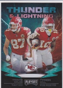 TRAVIS KELCE & TYREEK HILL Football Card KANSAS CITY CHIEFS THUNDER & LIGHTNING