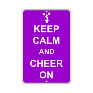 Letrero de metal de aluminio para decoración de arte de pared Keep Calm And Cheer On - Imagen 1 de 1