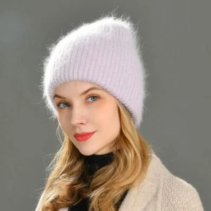 Flauschige Kaschmir Skullies - helle Draht Strickmützen solide Wintermütze Mützen - Bild 1 von 30