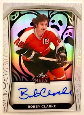 BOBBY CLARKE 2/2 AUTOGRAPH LEAF METAL AUTO PHILADELPHIA FLYERS Halloween holiday - Image 1 of 2