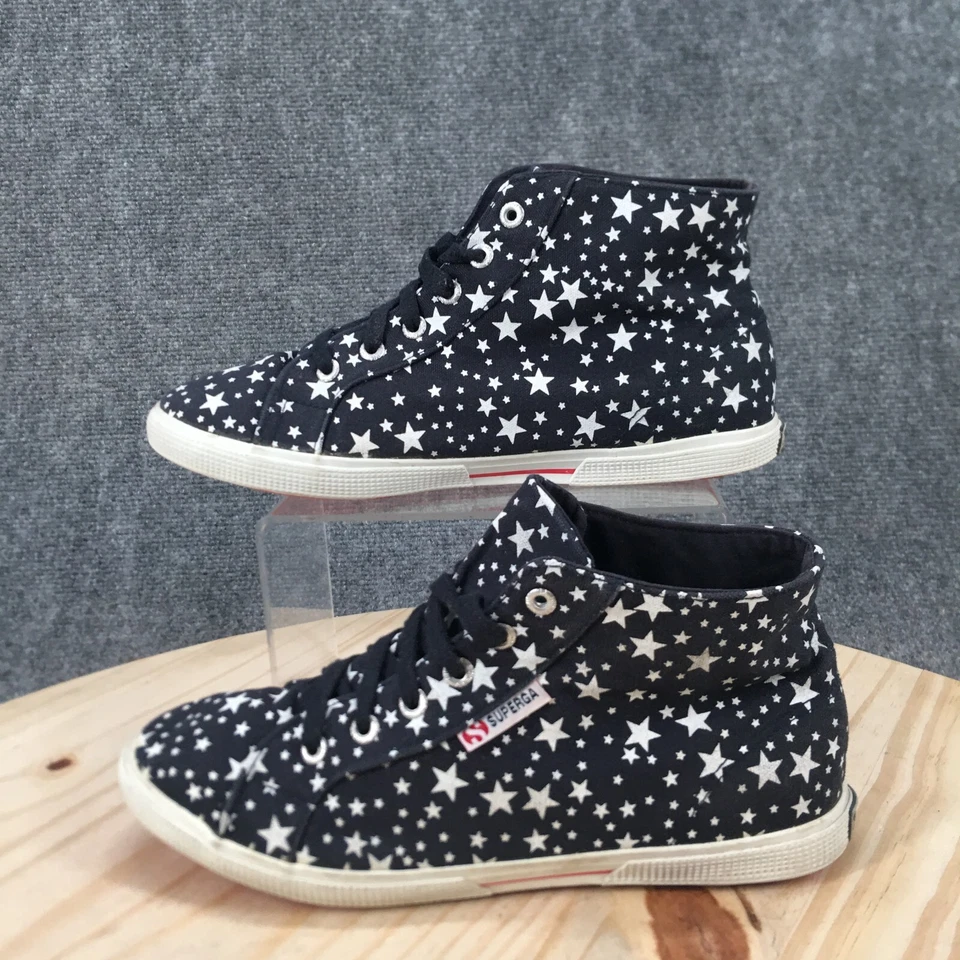 Superga Shoes Womens 8.5 Mens 7 Hi-Top Sneakers Black Star Print Lace Up S00BTM0 - Image 1 of 4
