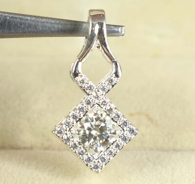 1.08 KT Bianco Diamante Solitario Rotondo Certificato Donna Ciondolo Natale Sale - Immagine 1 di 4
