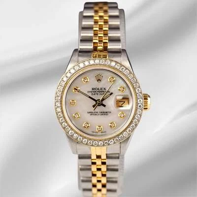 Rolex Ladies Datejust 26mm 18k Gold & Steel Watch ICED 1.5ct Diamonds White Dial - Image 1 of 4