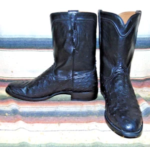 Mens Rujo The Lucky Black Full Quill Ostrich Leather Cowboy Boots 14 D New w Box - Picture 1 of 7