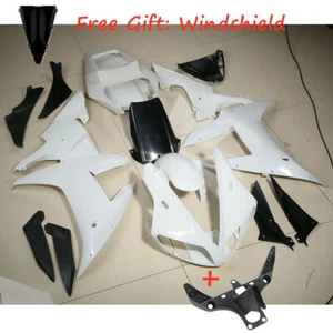 Unpainted White Fairing + Upper Stay Bracket Fit For Yamaha YZFR1 YZF R1 02-03 - Picture 1 of 12