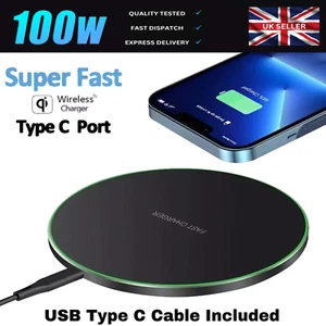 100w Super Fast Wireless Charger Charging Pad For Apple iPhone & Samsung - Picture 1 of 28
