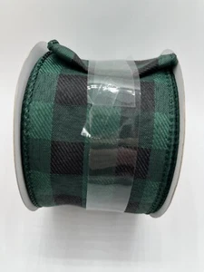 Weihnachten verdrahtetes Band 20 Fuß grün Büffel kariert - Bild 1 von 3