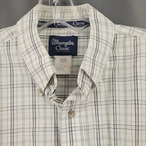 WRANGLER CLASSIC BUTTON DOWN Long Sleeve SHIRT Large Tall WHITE/BLACK - Picture 1 of 10