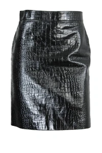 Minifalda lápiz GUCCI 2019 negra brillante de cuero en relieve de cocodrilo 40 - Imagen 1 de 9