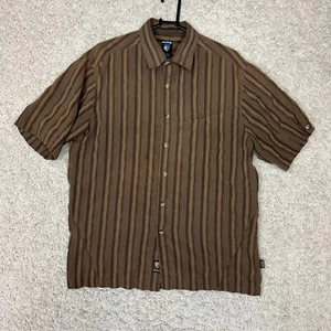 Kuhl Button Down Shirt Mens Large Brown Stripe Button Down Preppy Casual Outdoor - Picture 1 of 10