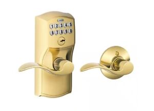 SchlageCamelot Bright Brass Electronic Keypad Door Lock FE575 CAM 505 ACC 